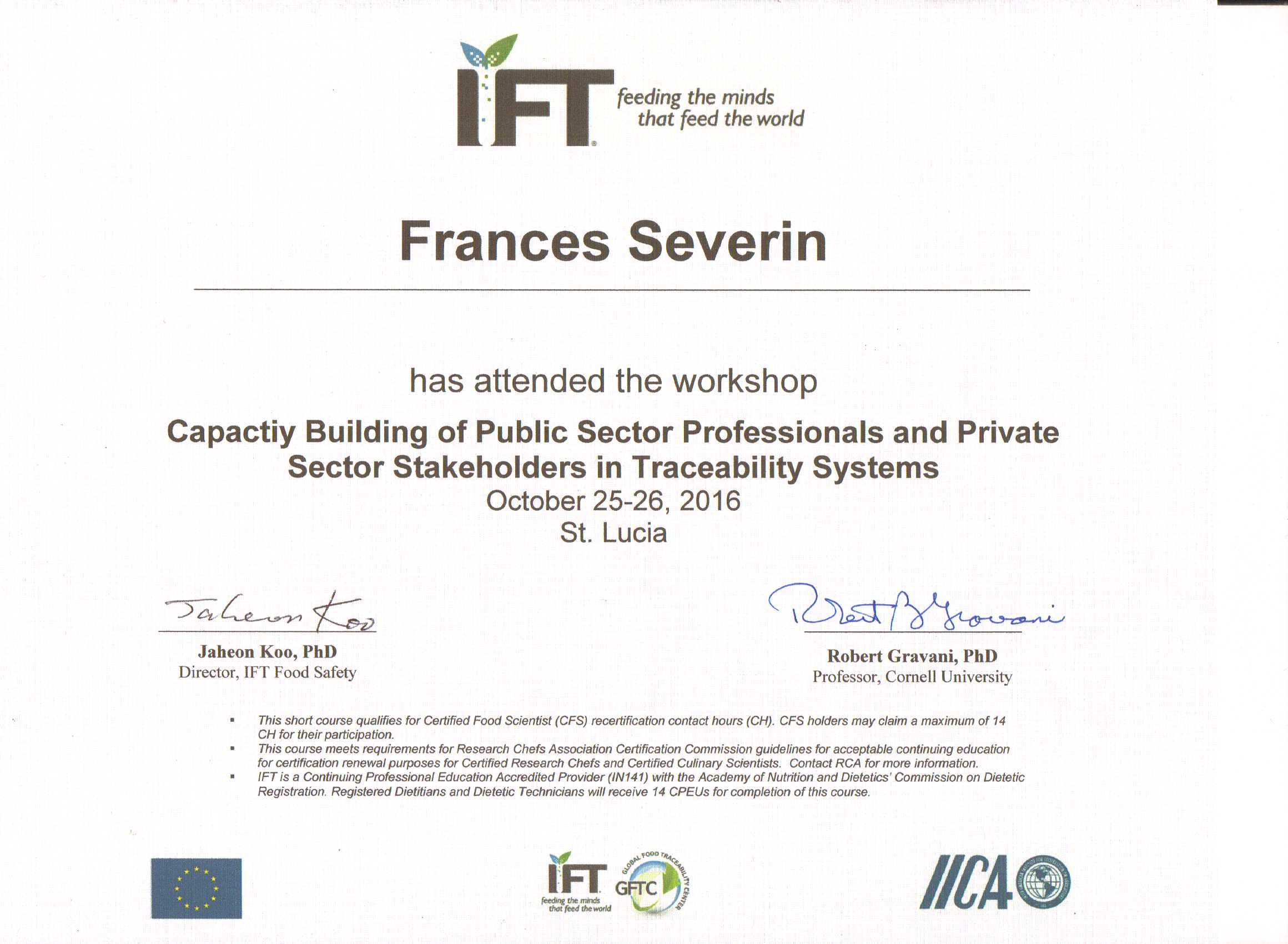 IFT Certificate